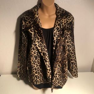 Faux fur leopard print rockabilly punk jacket